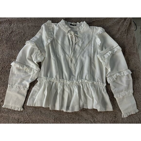 In The Style x Lorna Luxe ruffle trim blouse in white Size 20 New - Picture 5 of 16